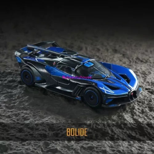 1:64 diecast racing sports car model with blue and black body