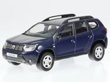 Navy blue Dacia Duster 1:43 diecast model car, front 3/4 view