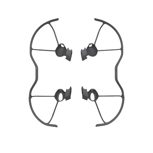 Drone propeller guard with four curved arms, dark gray