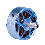 Brushless multicopter motor, blue aluminum housing with copper windings and metal shaft