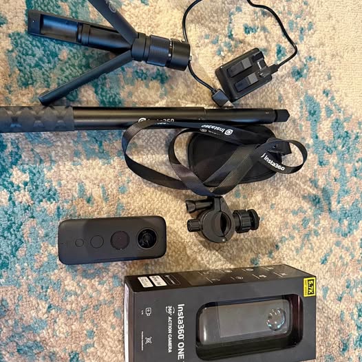 Insta360 One X camera set with action camera, mounts, and straps