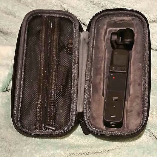 DJI Pocket 2 Plus case with foam insert holding Pocket 2 Plus camera