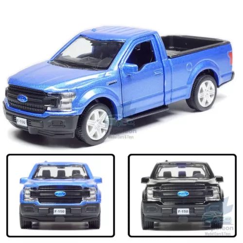 Light blue diecast pickup truck model with black grille and silver wheels