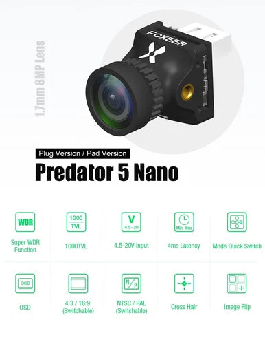 Ultra-compact FPV wide-angle camera module with black housing and front lens