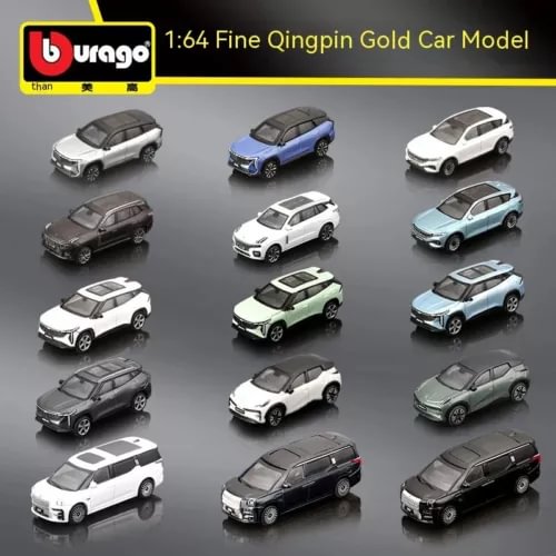 1:64 alloy diecast car model set with multiple colored vehicles, detailed