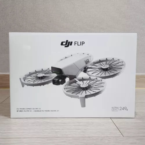 DJI Flip fly more combo camera drone box with folded quadcopter