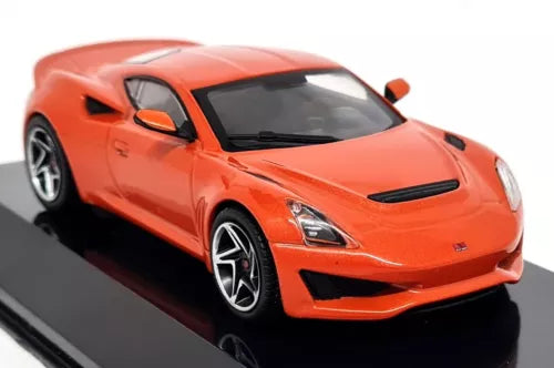 1:43 diecast Saleen S1 supercar model, metallic orange, front 3/4 view