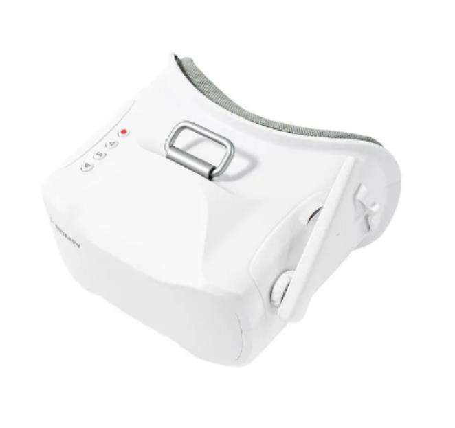 FPV goggles with white head strap and side control panel