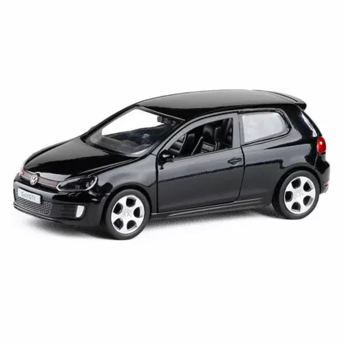 Black 1:36 scale Golf GTI diecast model car with detailed wheels
