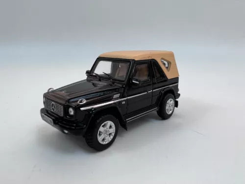 Black Mercedes-Benz G500 convertible diecast model car toy, front 3/4 view