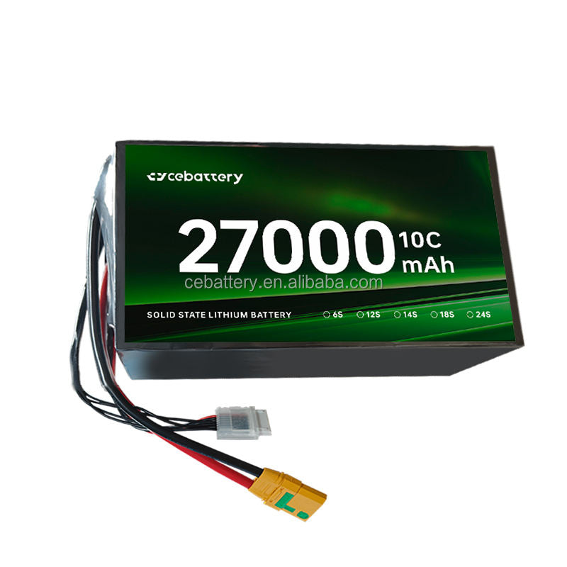 CE Certified 23.7V 27Ah 27000mAh 265wh/kg 6S Solid State Lithium Ion Battery Pack for Multirotor Drones and Fixed-Wind VTOL UAV Drone