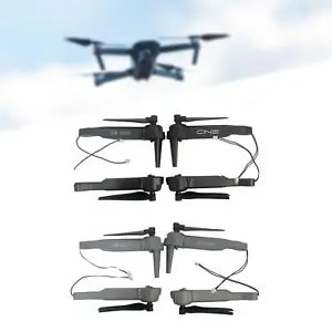 Quadcopter motor arm set with front and rear assemblies, black drone frame parts