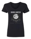 Drone Hunter New Jersey Night Sky Drone Flying Design Ladies' V-Neck Tshirt Drone