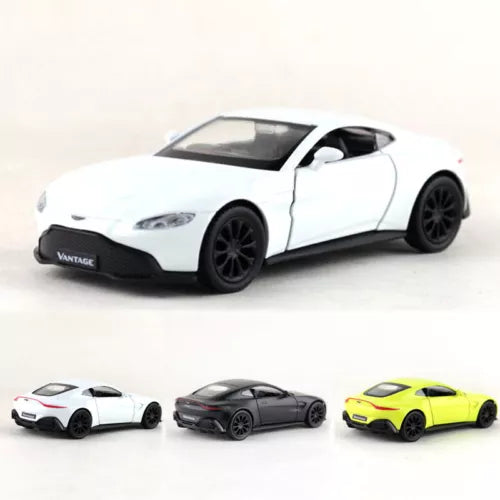 Diecast sports car toy set: white, gray, and yellow models