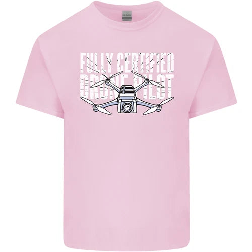 Men's light cotton T-shirt, light pink with drone controller graphic