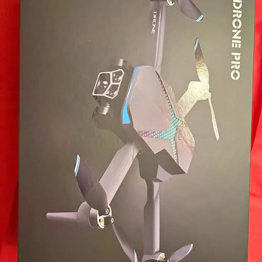 Foldable quadcopter drone with four propellers and landing legs