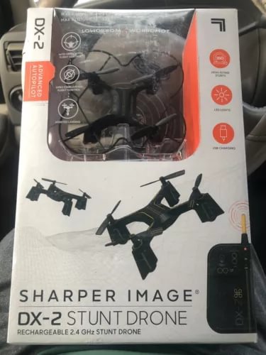 SHARPER IMAGE STUNT DRONE DX-2 RECHARGABLE  BLACK, Drone quadcopter new Drone