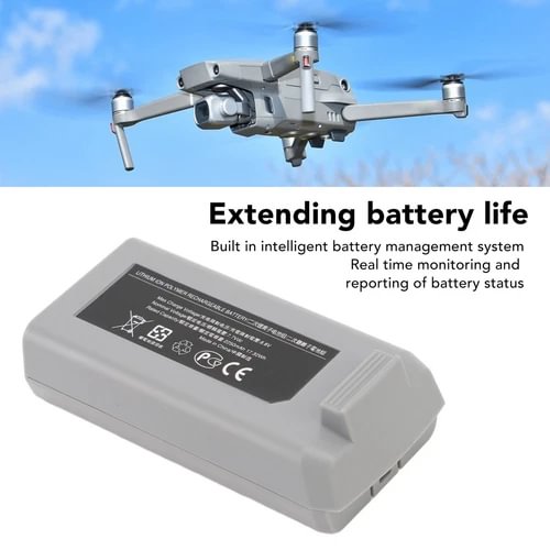 Gray drone intelligent battery pack with label and connector terminal