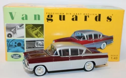 1:43 scale maroon and silver grey diecast Vauxhall PA Cresta model car