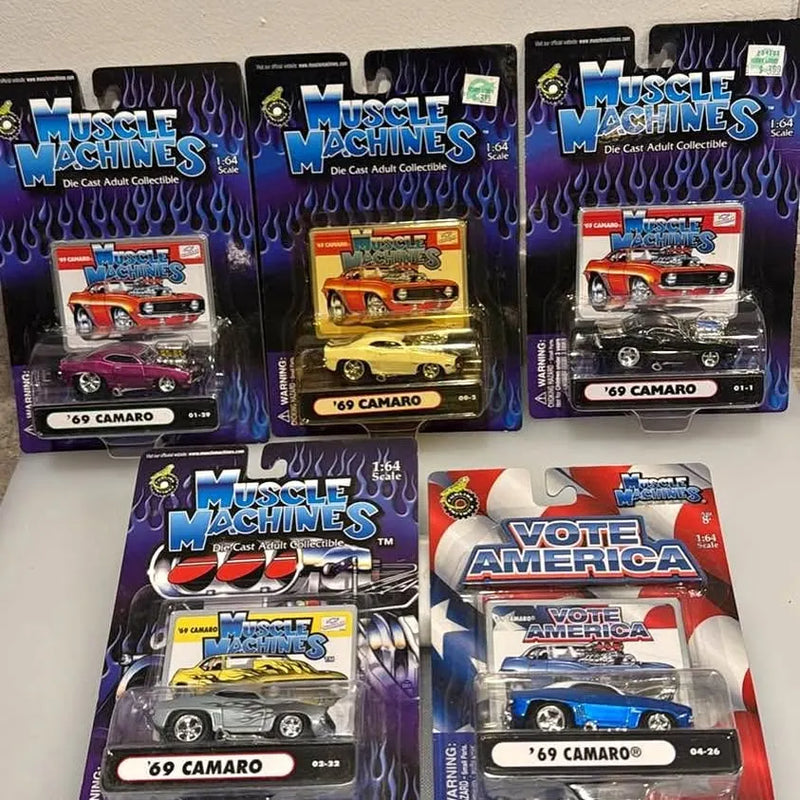 Muscle Machines '69 Camaro' diecast car sets in boxed blister packaging