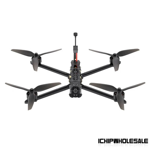 FPV racing quadcopter drone with four propellers and central flight controller