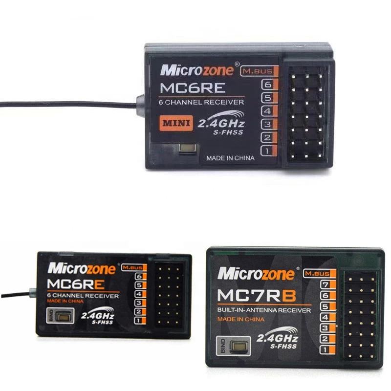 Microzone mini 6-channel 2.4GHz radio receiver with multi-pin connector, dark housing
