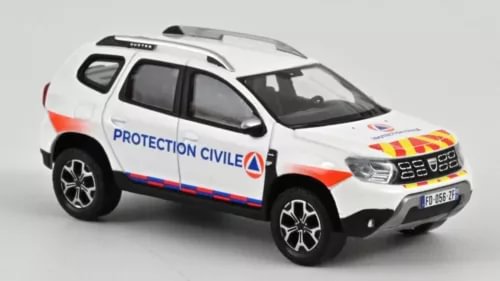 White diecast rescue SUV model with Civil Protection markings and roof light bar