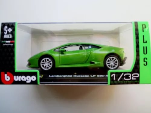 Green Lamborghini diecast sports car model, scale 1/32 in box