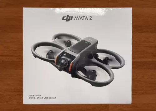 DJI Avata 2 camera drone with four propellers, dark gray body