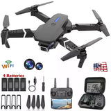 WIFI RC Drone With 4K HD Dual Camera FPV Foldable Quadcopter +4 Battery US Drone