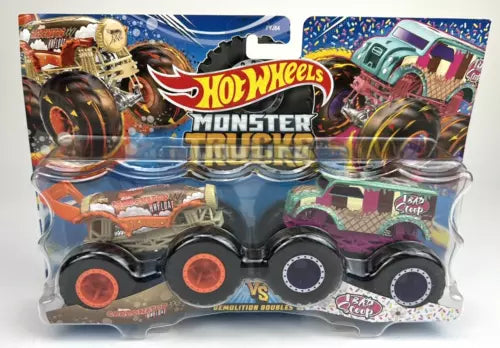 Hot Wheels 1:64 diecast monster truck vs set, two trucks in blister pack