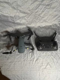 Quadcopter drone with remote controller, front view
