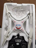 Syma X5 SC 1 quadcopter drone, white body, in retail box with prop guards
