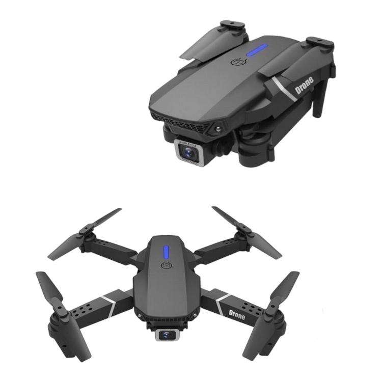 Mini foldable quadcopter drone with front camera and four propellers