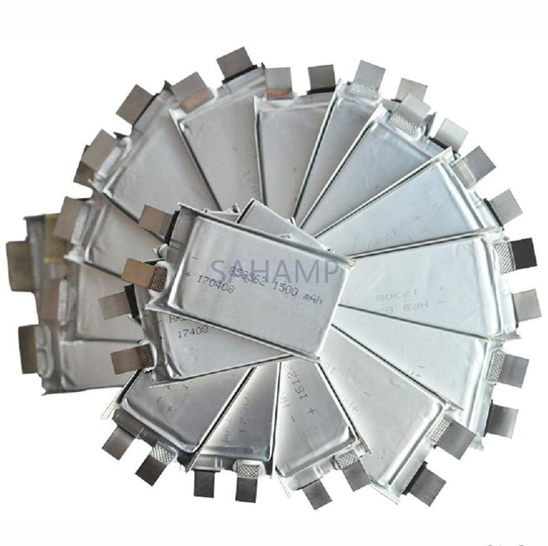 Silver LiPo battery cells with flat foil pouches and metal tabs