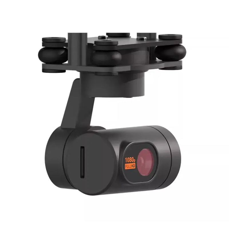 3-axis gimbal camera with front lens, black housing