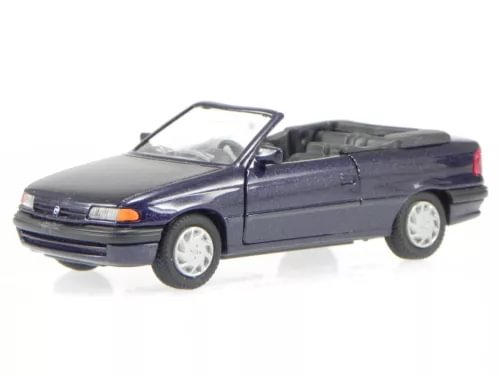 Black convertible diecast model car, open top, side view