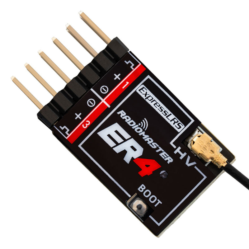 RadioMaster ER4 2.4GHz ELRS 4CH receiver with pin header and edge connector
