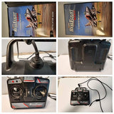 R/C flight simulator controller with display, knobs, and cables