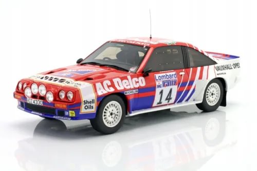 Red race car diecast model with #14 decals and white wheels, front three-quarter view.