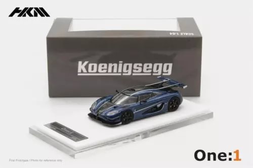 Koenigsegg Agera 1:64 dual carbon diecast model car, blue on display base