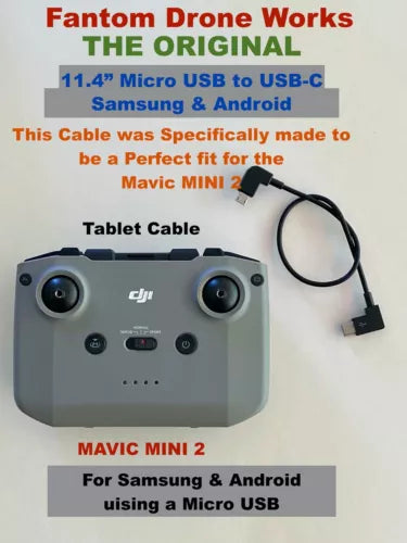 Micro USB to USB-C tablet cable with black connectors