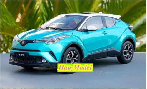 1:18 Toyota C-HR alloy diecast car model, turquoise with front 3/4 view