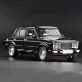 Diecast model car, black LADA 2106 sedan, front three-quarter view