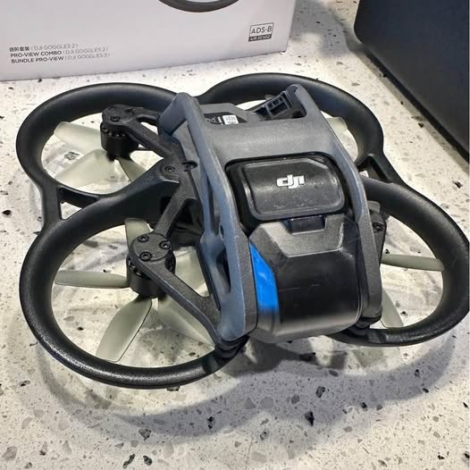 DJI FPV controller 2 with blue accents and built-in touchscreen