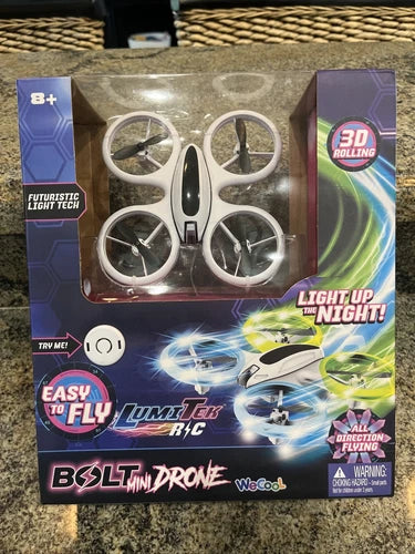 Mini drone toy box with quad-rotor drone and light-up night feature