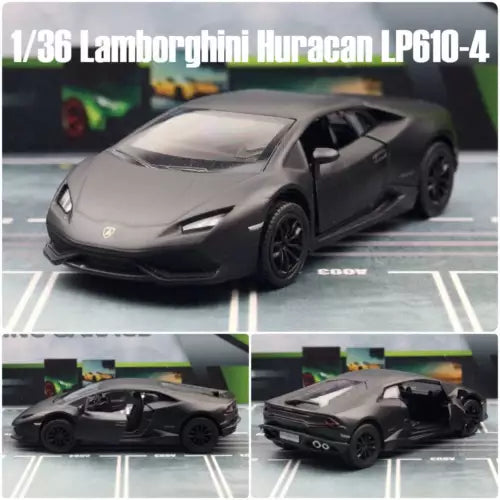 Diecast model car: Lamborghini Huracan LP610-4, gray with black accents, 1:36