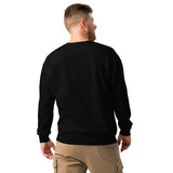 Black crew neck sweatshirt, plain back view