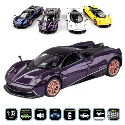 1:32 purple diecast sports car model with detailed interior and wheels
