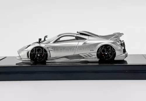1:64 scale silver super racing sports diecast metal car toy, front three-quarter view